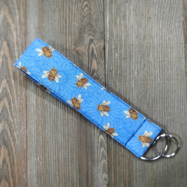 Handmade Wristlet Keychain - Buzzing Blue