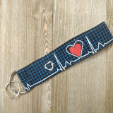 Handmade Wristlet Keychain - Heartbeat