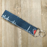 Handmade Wristlet Keychain - Heartbeat