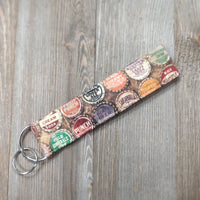 Handmade Wristlet Keychain - Bottle Caps