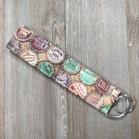 Handmade Wristlet Keychain - Bottle Caps