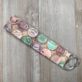 Handmade Wristlet Keychain - Bottle Caps