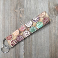 Handmade Wristlet Keychain - Bottle Caps