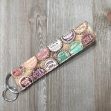 Handmade Wristlet Keychain - Bottle Caps