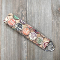 Handmade Wristlet Keychain - Bottle Caps