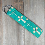 Handmade Wristlet Keychain - Crosses of Gold