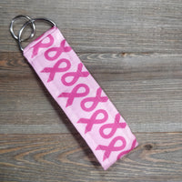 Handmade Wristlet Keychain - Fight for Pink
