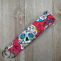 Handmade Wristlet Keychain - Sugar Skulls