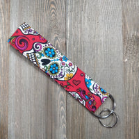 Handmade Wristlet Keychain - Sugar Skulls