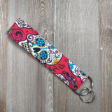 Handmade Wristlet Keychain - Sugar Skulls