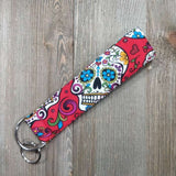 Handmade Wristlet Keychain - Sugar Skulls