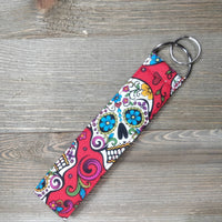 Handmade Wristlet Keychain - Sugar Skulls