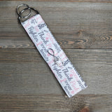 Handmade Wristlet Keychain - Breast Cancer Ribbon