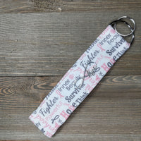 Handmade Wristlet Keychain - Breast Cancer Ribbon