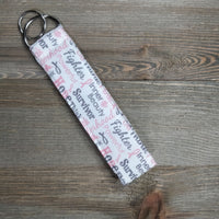 Handmade Wristlet Keychain - Breast Cancer Ribbon
