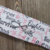 Handmade Wristlet Keychain - Breast Cancer Ribbon