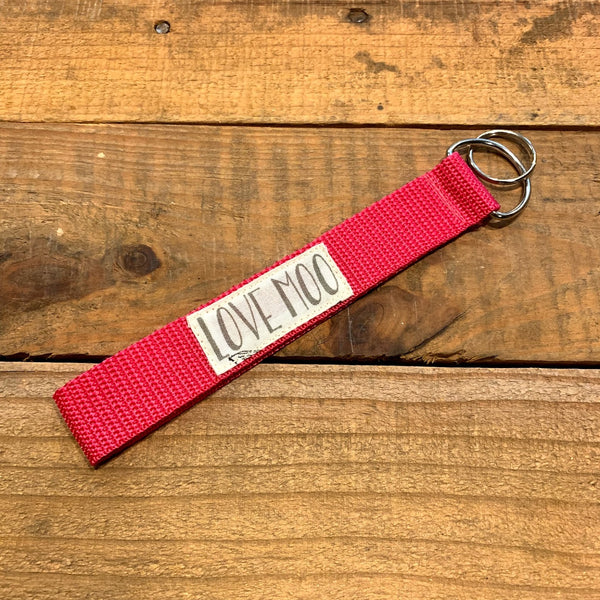 Handmade Wristlet Keychain - Love Moo