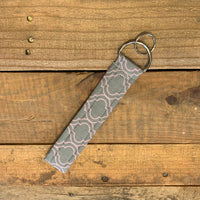 Handmade Wristlet Keychain - Grey/Light Pink Genie