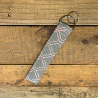 Handmade Wristlet Keychain - Grey/Light Pink Genie