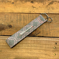 Handmade Wristlet Keychain - Grey/Light Pink Genie
