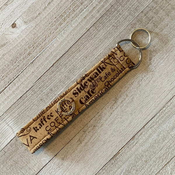 Handmade Wristlet Keychain - Coffee Lover