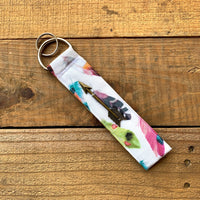 Handmade Wristlet Keychain - Boho Feathers
