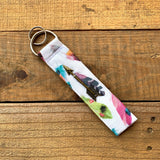 Handmade Wristlet Keychain - Boho Feathers