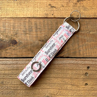 Handmade Wristlet Keychain - Breast Cancer Ribbon