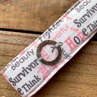 Handmade Wristlet Keychain - Breast Cancer Ribbon