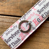Handmade Wristlet Keychain - Breast Cancer Ribbon