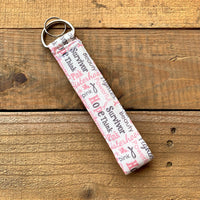 Handmade Wristlet Keychain - Breast Cancer Ribbon
