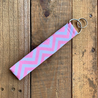 Handmade Wristlet Keychain - Pink Chevron