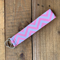 Handmade Wristlet Keychain - Pink Chevron