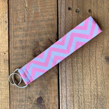 Handmade Wristlet Keychain - Pink Chevron