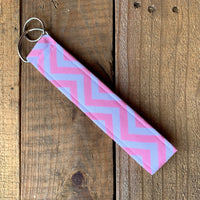 Handmade Wristlet Keychain - Pink Chevron