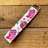 Handmade Wristlet Keychain - Life's a Hoot