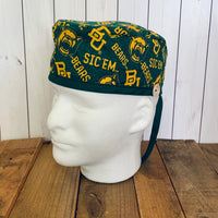 Handmade Buttoned Scrub Caps - Baylor Bears Mascot