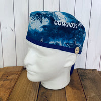 Handmade Buttoned Scrub Caps - Dallas Cowboys Camo