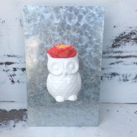Small Owl Magnet with Wood Flower