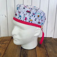 Handmade Buttoned Scrub Caps - Llama Parade