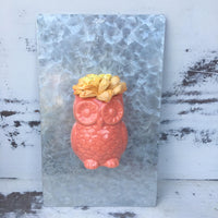 Small Owl Magnet with Wood Flower