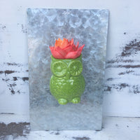 Small Owl Magnet with Wood Flower