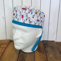 Handmade Buttoned Scrub Caps - Llama Parade