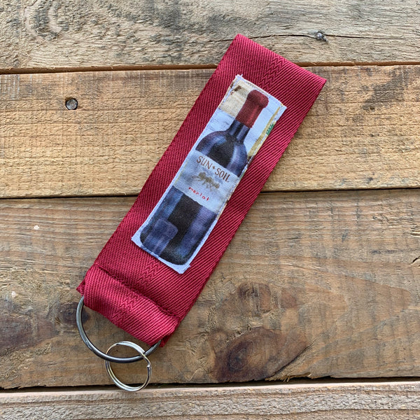 Handmade Wide Wristlet Keychain - Merlot