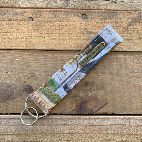 Handmade Wristlet Keychain - Wine Bottles