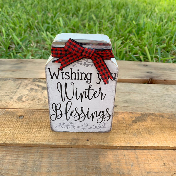 Winter Blessings Mason Jar Sign