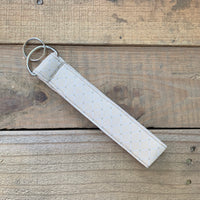 Handmade Wristlet Keychain - Creme Criss Cross