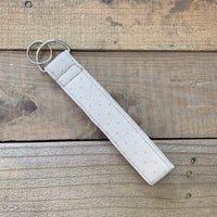 Handmade Wristlet Keychain - Creme Criss Cross