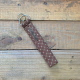 Handmade Wristlet Keychain - Brown Criss Cross