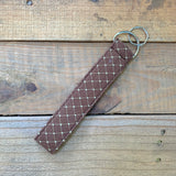 Handmade Wristlet Keychain - Brown Criss Cross